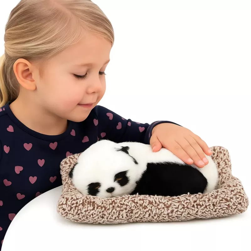 LEAN TOYS Magav Panda Padjal Figuur Karusnaha ja Läbipaistva Kotiga