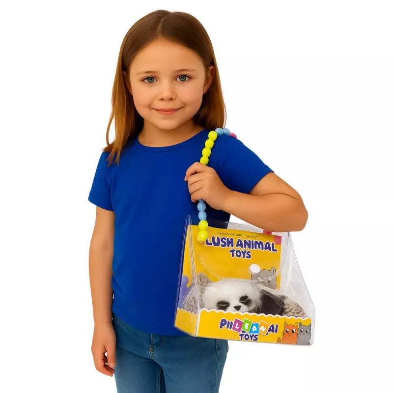 LEAN TOYS Magav Panda Padjal Figuur Karusnaha ja Läbipaistva Kotiga
