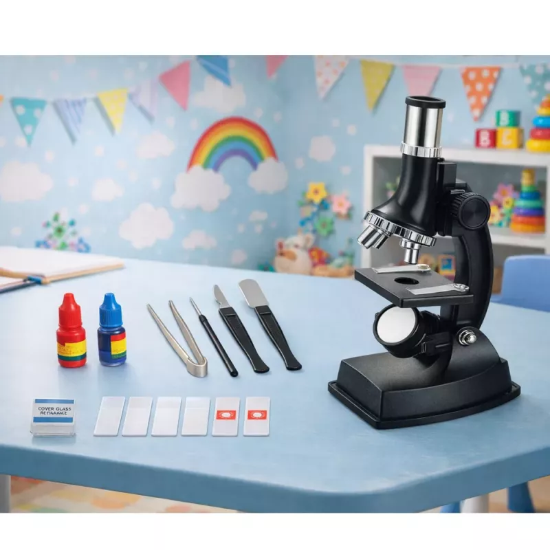 LEAN TOYS Hariduslik Mikroskoop Lastele Tarvikutega Suurendus 300x - 1200x