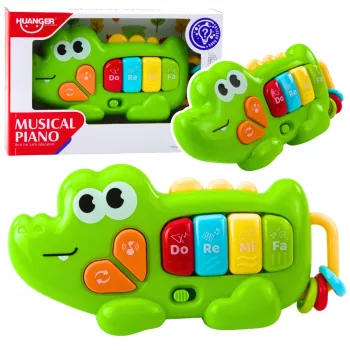 LEAN TOYS Interaktiivne muusikaline klaver väikelastele Krokodill Helmed Roheline