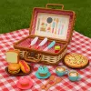 LEAN TOYS Piknikukorvi komplekt punutud toidutarvikutega 33 tk