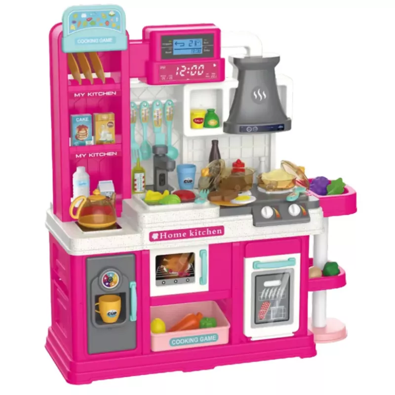 LEAN TOYS Lasteköök Veeringe Värvi Muutva Toidu Auruga Roosa 64 tk