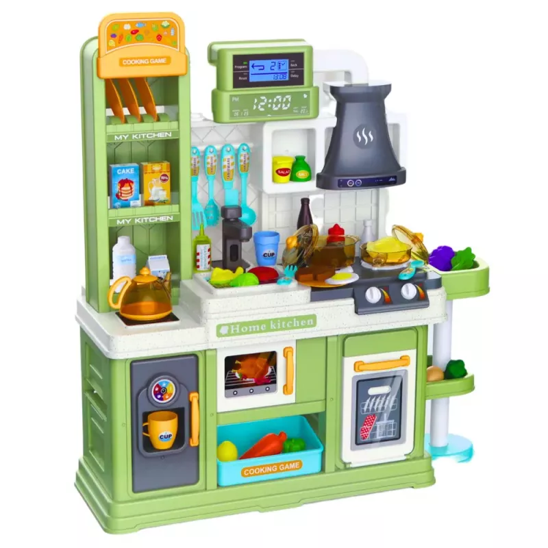 LEAN TOYS Lasteköök Vee Tsükli Toidu Värvi Muutva Auruga Roheline 64 tk