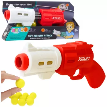 LEAN TOYS XGUN Püstolrelv pehmete vahtpallide jaoks, punane, 6 tk
