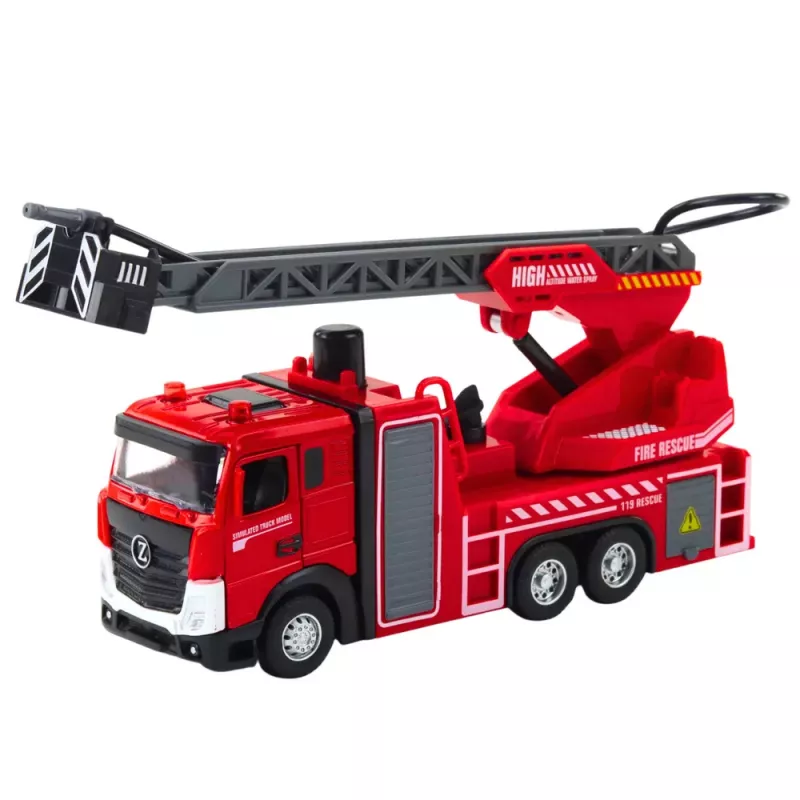LEAN TOYS Tuletõrjeauto põõsavooliku, veejuga, tulede ja helidega