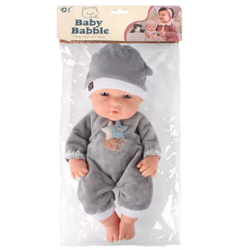 LEAN TOYS Beebinukk hallides pidžaamades ja mütsiga, liikuvate käte ja jalgadega, 30 cm