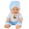 LEAN TOYS Beebinukk sinistes pidžaamades ja mütsis, liikuvate käte ja jalgadega, 30 cm