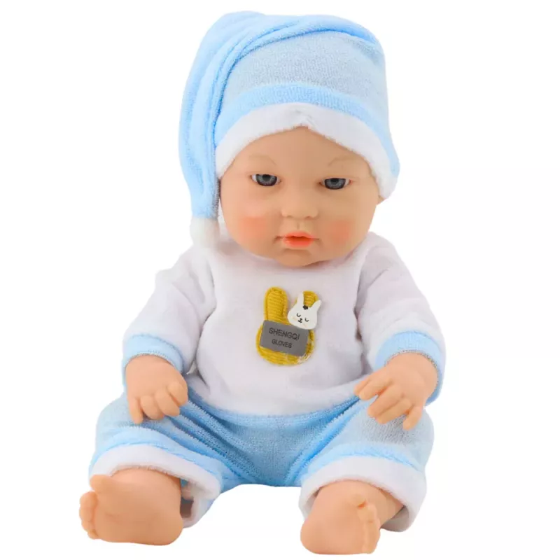 LEAN TOYS Beebinukk sinistes pidžaamades ja mütsis, liikuvate käte ja jalgadega, 30 cm