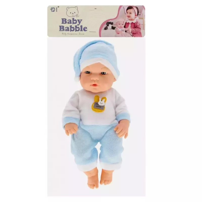 LEAN TOYS Beebinukk sinistes pidžaamades ja mütsis, liikuvate käte ja jalgadega, 30 cm