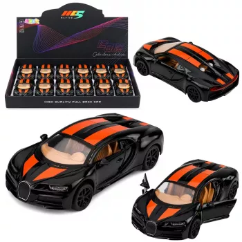 LEAN TOYS Metallist sportauto tulede ja heliga, tagasitõmbega, must, 1:32