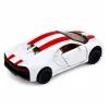 LEAN TOYS Metallic sportauto valge, tuled ja helid, tagasitõmbega, 1:32