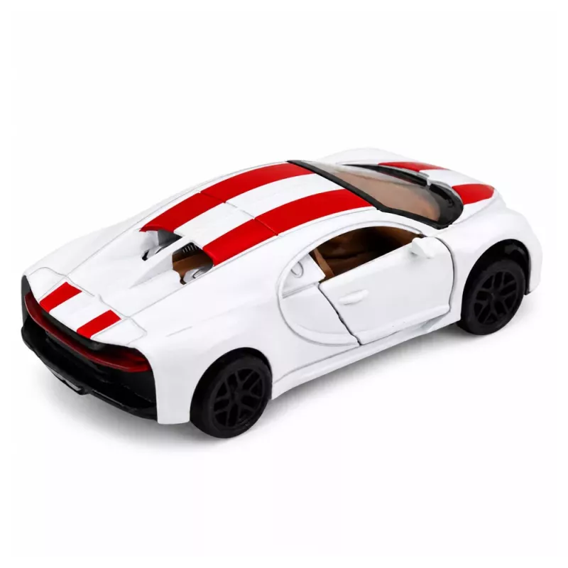 LEAN TOYS Metallic sportauto valge, tuled ja helid, tagasitõmbega, 1:32