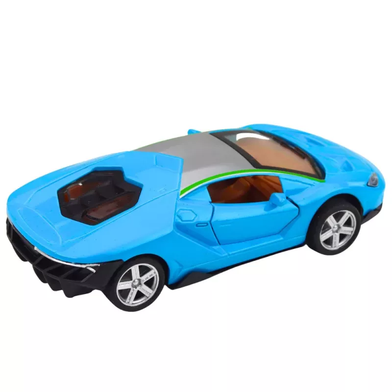 LEAN TOYS Sports Car Metal Drive Lights Sounds Blue 1:32