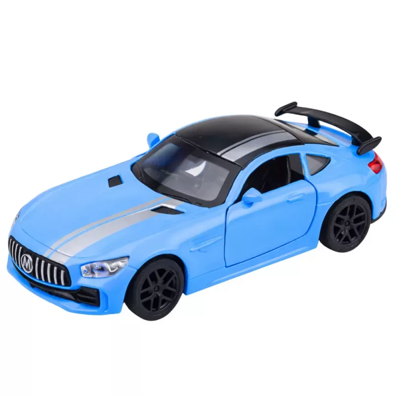 LEAN TOYS Sportauto Metall Avatavad Uksed Tuled Heled Sinine 1:32
