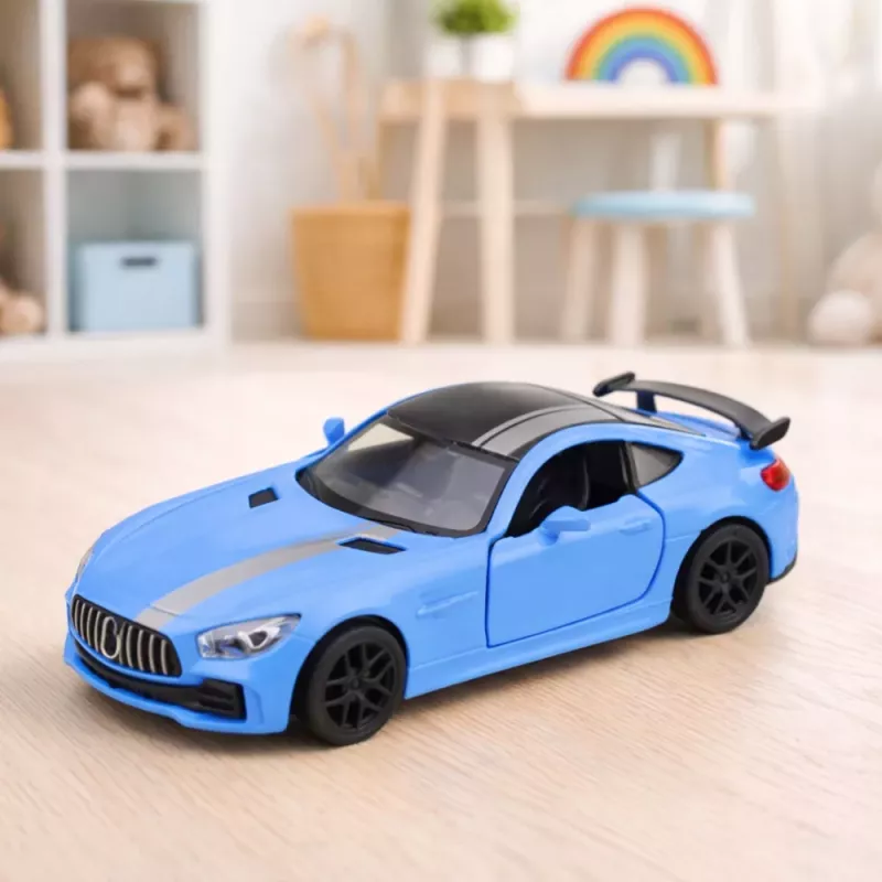 LEAN TOYS Sportauto Metall Avatavad Uksed Tuled Heled Sinine 1:32