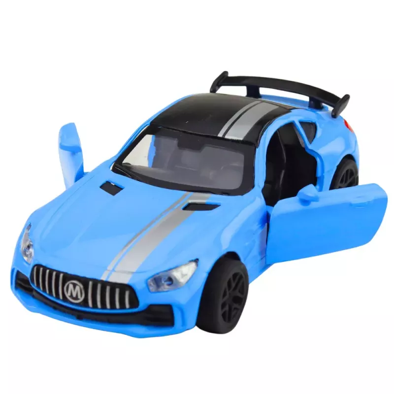 LEAN TOYS Sportauto Metall Avatavad Uksed Tuled Heled Sinine 1:32