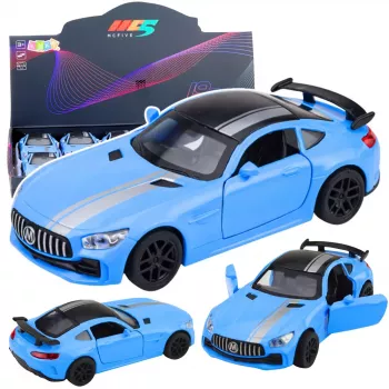 LEAN TOYS Sportauto Metall Avatavad Uksed Tuled Heled Sinine 1:32