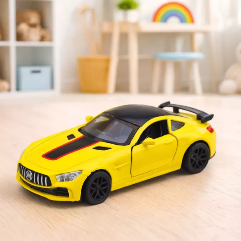 LEAN TOYS Sportauto Metall Avatavad Uksed Tuled Helid Kollane 1:32