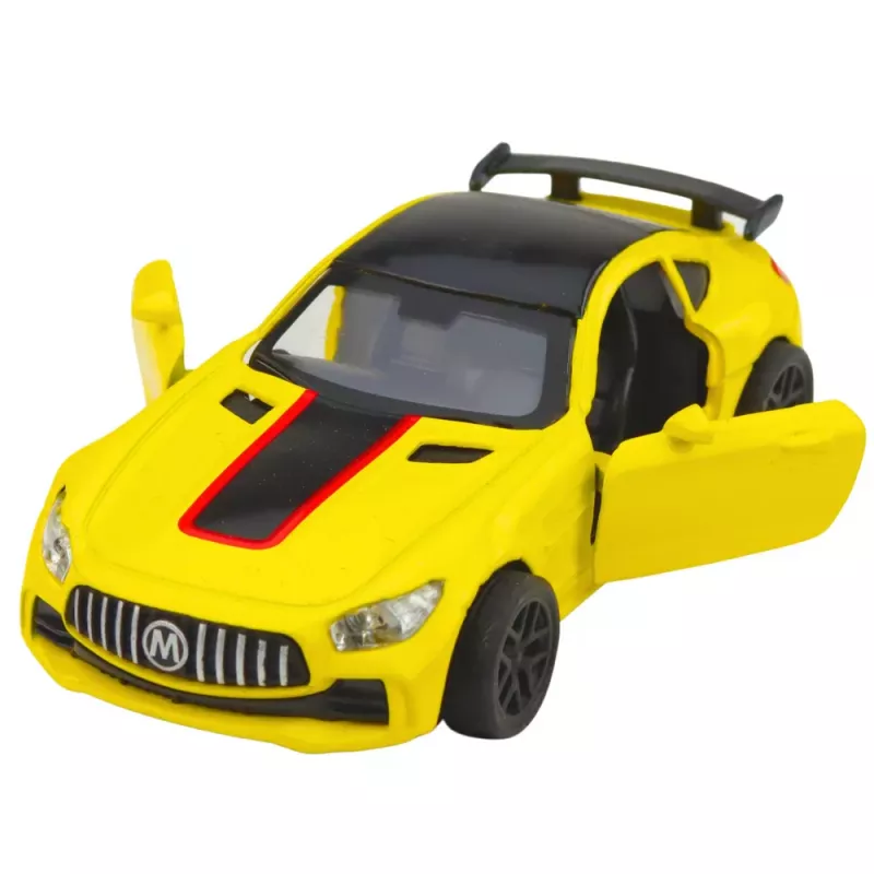 LEAN TOYS Sportauto Metall Avatavad Uksed Tuled Helid Kollane 1:32
