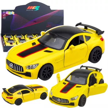 LEAN TOYS Sportauto Metall Avatavad Uksed Tuled Helid Kollane 1:32