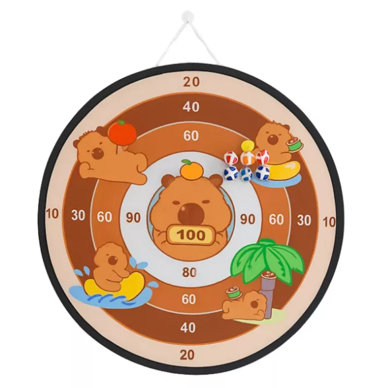 LEAN TOYS Capybara Dartboard Skill Game Velcro Balls and Toy Guns 73.5 cm