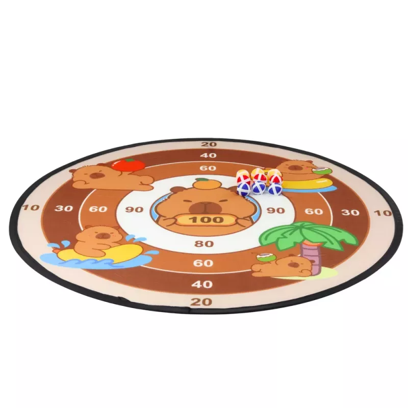 LEAN TOYS Capybara Dartboard Skill Game Velcro Balls and Toy Guns 73.5 cm