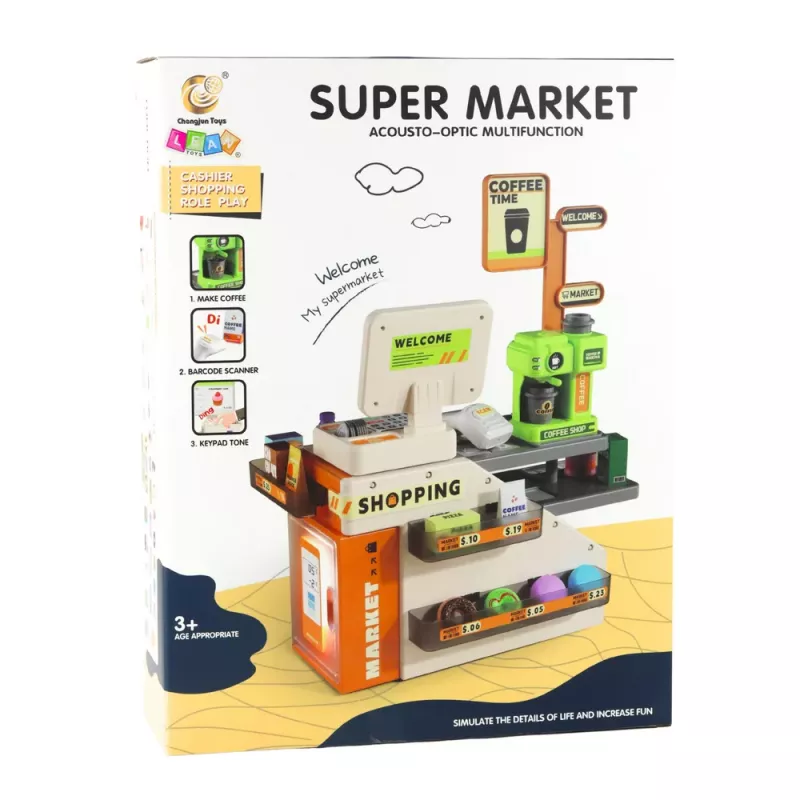 LEAN TOYS Kassaaparaat Pood Kohvik Tarvikud Helid Valgus 70 tk.