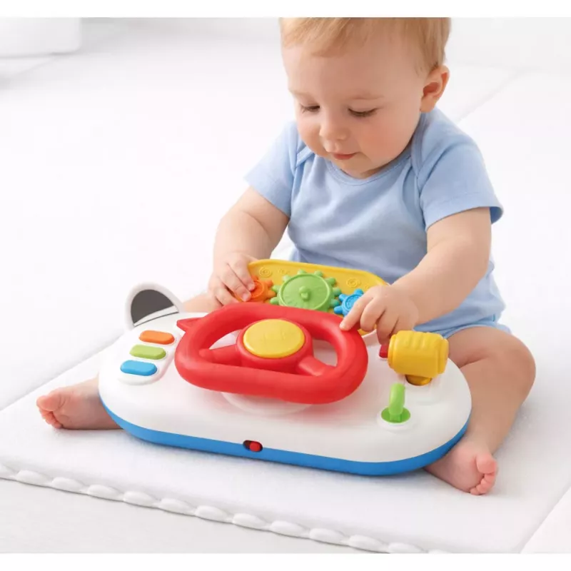 LEAN TOYS Sõidusimulaator väikelastele Interaktiivne rool Helid ja tuled