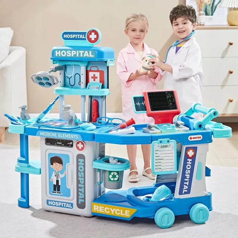 LEAN TOYS Arsti haiglakomplekt kohvris 2 in 1 tuled helid tarvikud