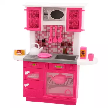 LEAN TOYS Nukumaja Köögikomplekt Külmik Ahi Aksessuaarid Roosa