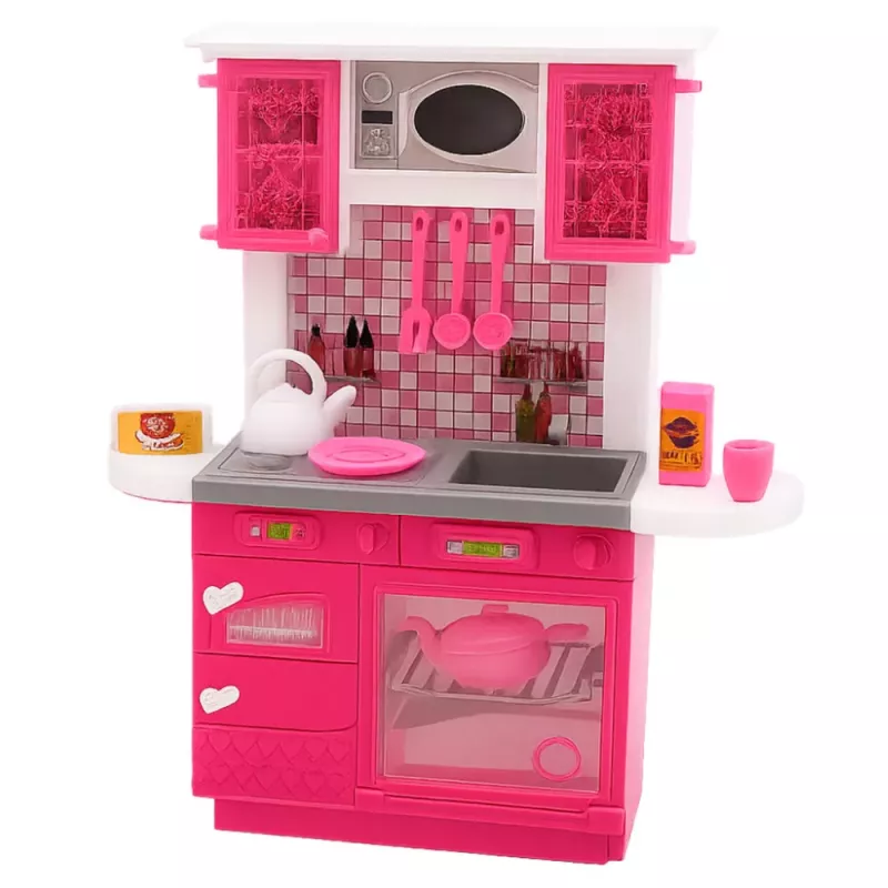 LEAN TOYS Nukumaja Köögikomplekt Külmik Ahi Aksessuaarid Roosa