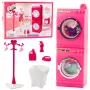 LEAN TOYS Nukumajapidamiskomplekt Pesumasin Kuivati Korv Riidepuud Roosa