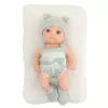 LEAN TOYS Beebinukk tekiga, valge ja hall riietus, müts, 18 cm