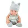 LEAN TOYS Beebinukk tekiga, valge ja hall riietus, müts, 18 cm