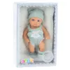 LEAN TOYS Beebinukk tekiga, valge ja hall riietus, müts, 18 cm