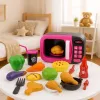 LEAN TOYS Mängumikrolaineahi Lastele Toit 360 Pöörlemine Tuled Helid Roosa