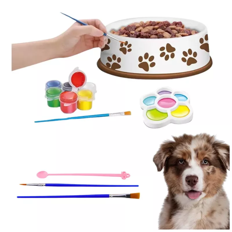 LEAN TOYS Loomingukomplekt Koerakauss Värvimiseks Värvid Pintslid DIY 6 tk