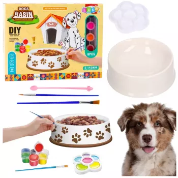 LEAN TOYS Loomingukomplekt Koerakauss Värvimiseks Värvid Pintslid DIY 6 tk