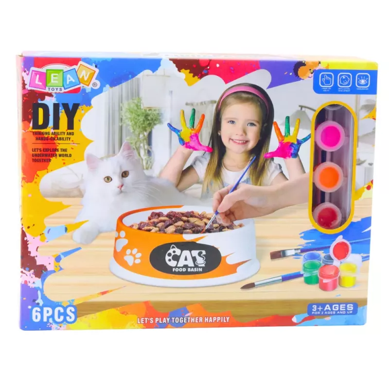 LEAN TOYS Loominguline komplekt Kauss maalimiseks Värvid Pintslid DIY 6 tk