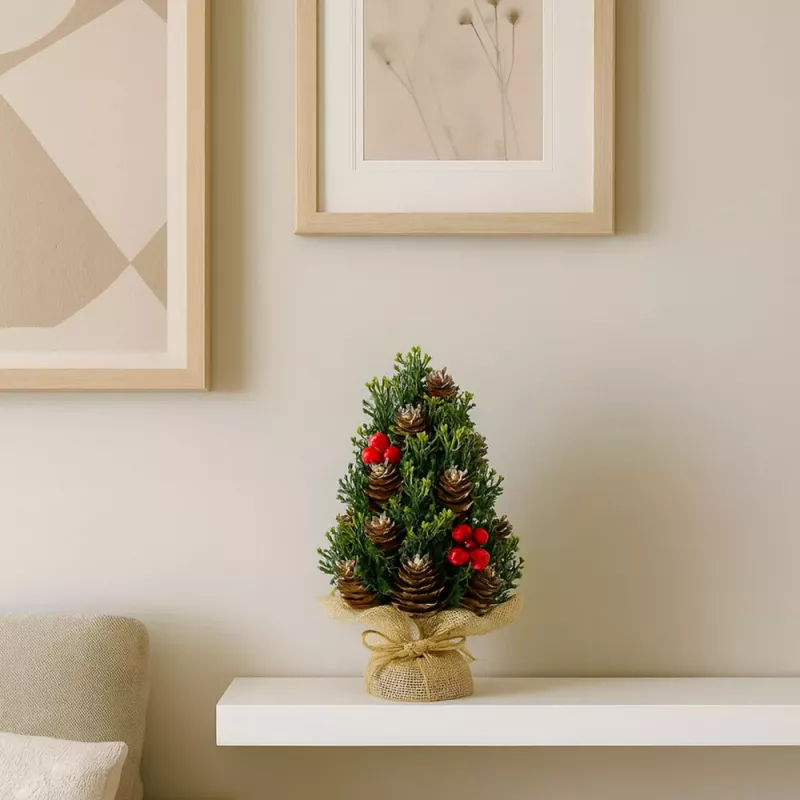 LEAN Artificial Decorative Christmas Tree Cones Red Rowan Decorations 17x10cm