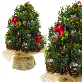 LEAN Artificial Decorative Christmas Tree Cones Red Rowan Decorations 17x10cm