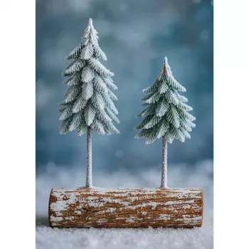 LEAN jõulupuukompositsioon lumega kaetud tüvel 34 x 28 cm