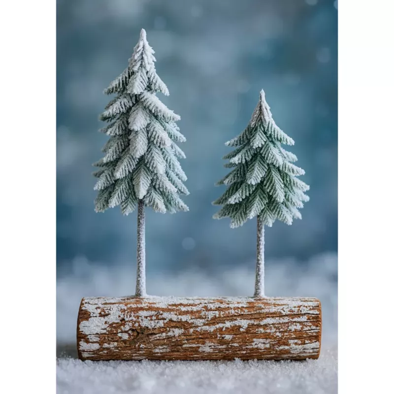 LEAN jõulupuukompositsioon lumega kaetud tüvel 34 x 28 cm