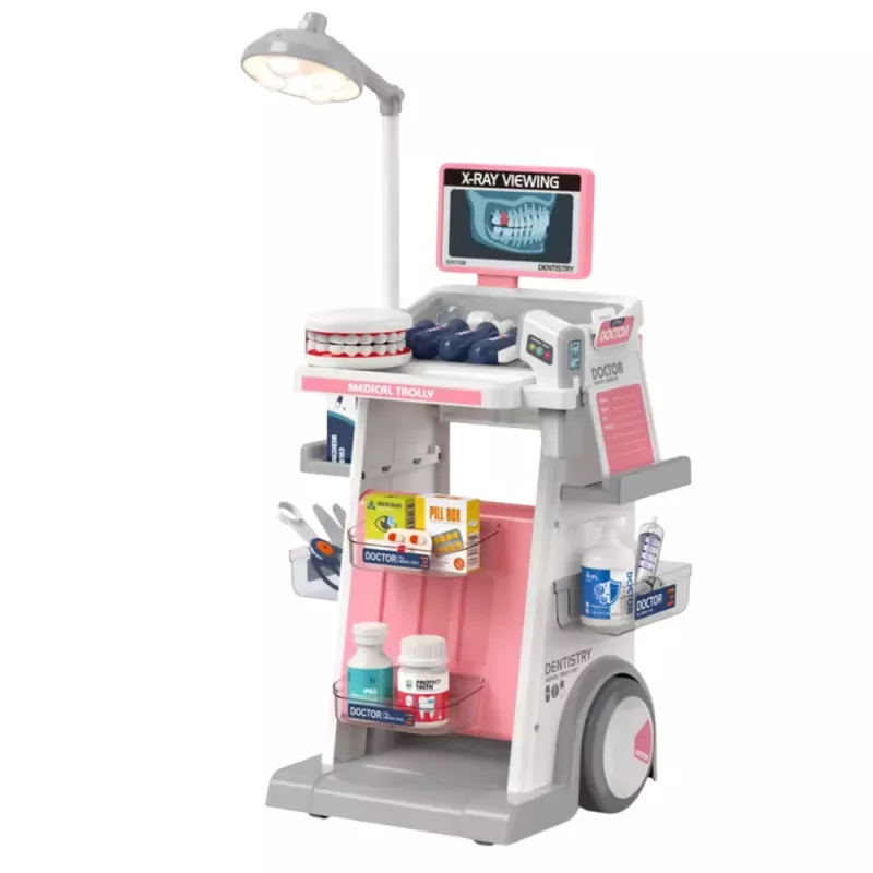 LEAN TOYS Arsti-Hambaarsti Komplekt Meditsiinikäru Valgustusega Roosa 26 tk