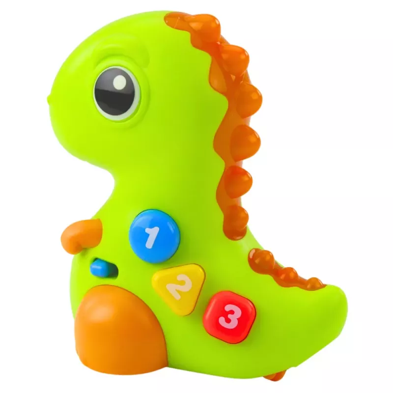 LEAN TOYS Interaktiivne mänguasi väikelastele – Dinosaur ratastel valguse ja heliga