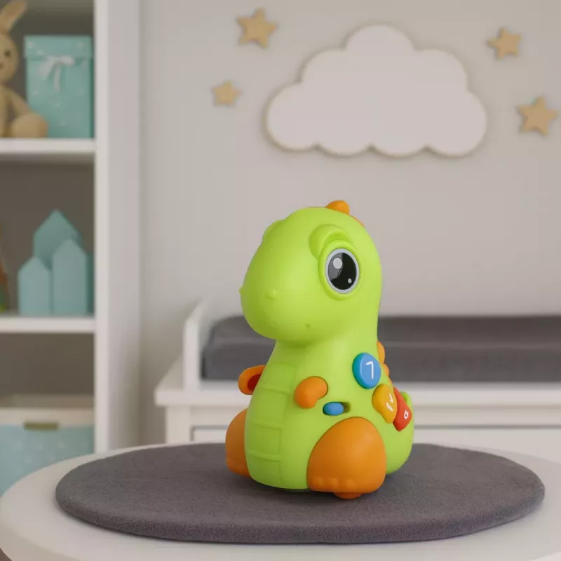 LEAN TOYS Interaktiivne mänguasi väikelastele – Dinosaur ratastel valguse ja heliga