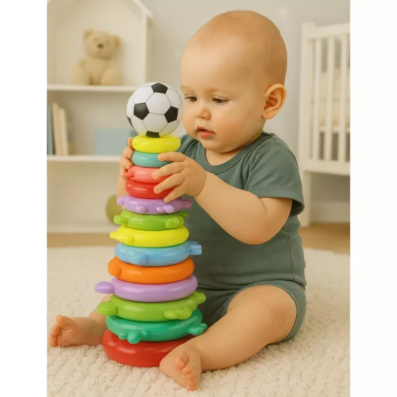 LEAN TOYS Hariv püramiidpuzzle pallikleebistega 13 taset Värviline