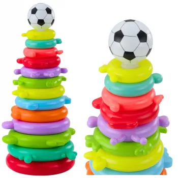 LEAN TOYS Hariv püramiidpuzzle pallikleebistega 13 taset Värviline