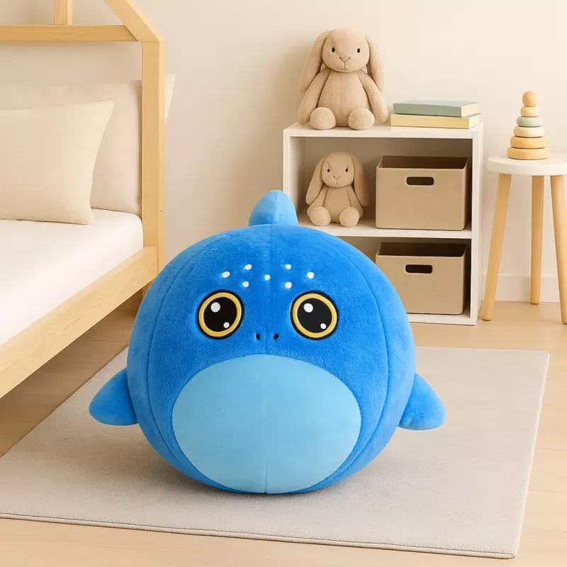 LEAN TOYS Kasvav Plüšš Sinine Hai Hüppepall Pumbaga 50 cm