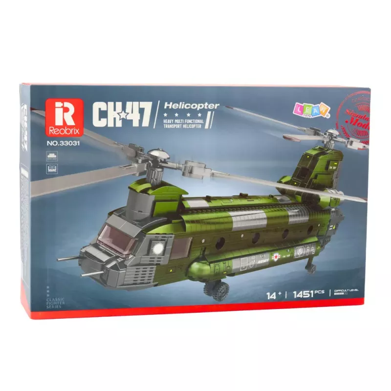 LEAN TOYS Ehitusklotside komplekt Sõjaväehelikopter CH-47 Chinook 1451 tk